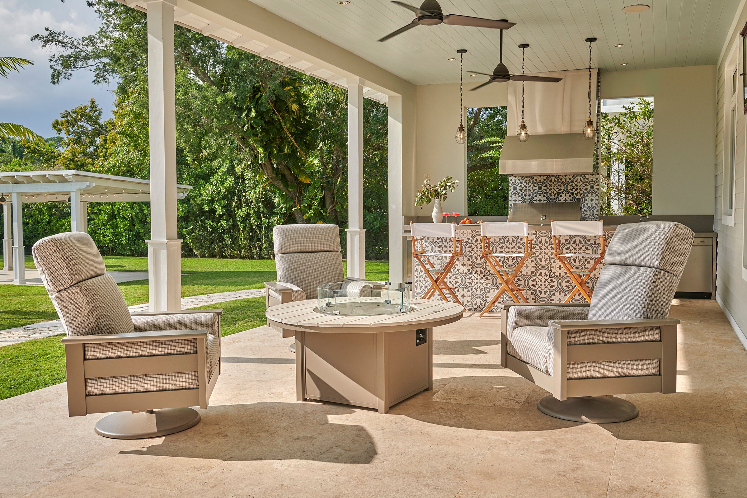 Telescope Casual Leeward Premier Swivel Rocker & Fire Table Set