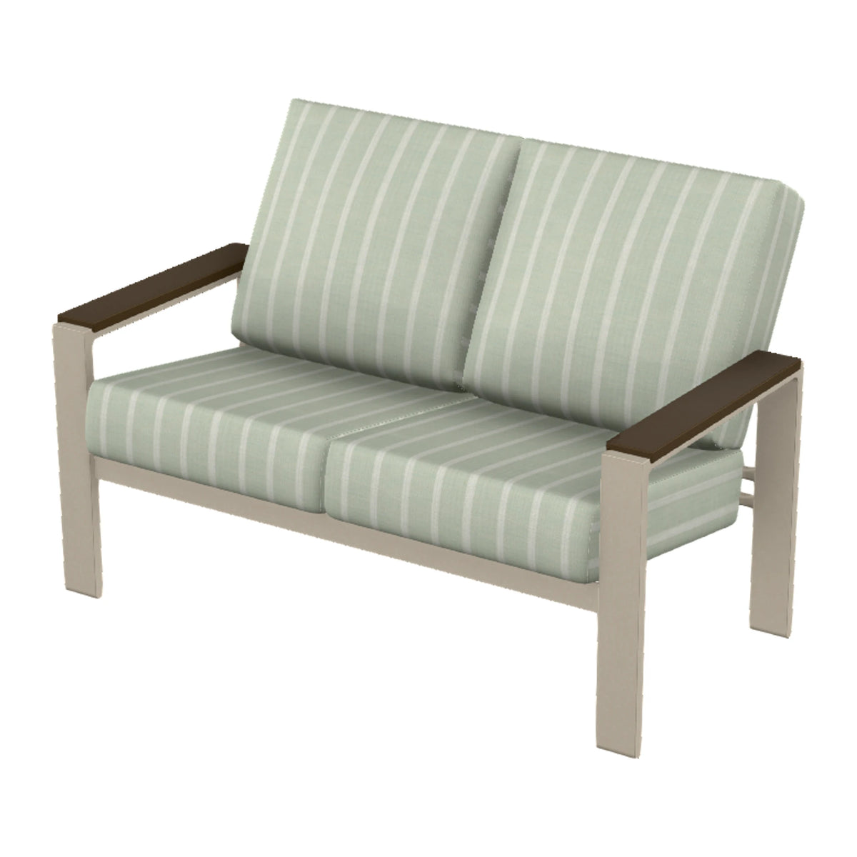 Larssen Cushion Loveseat w/ Arm Accents — Desert Sand PC / Kona Accents
