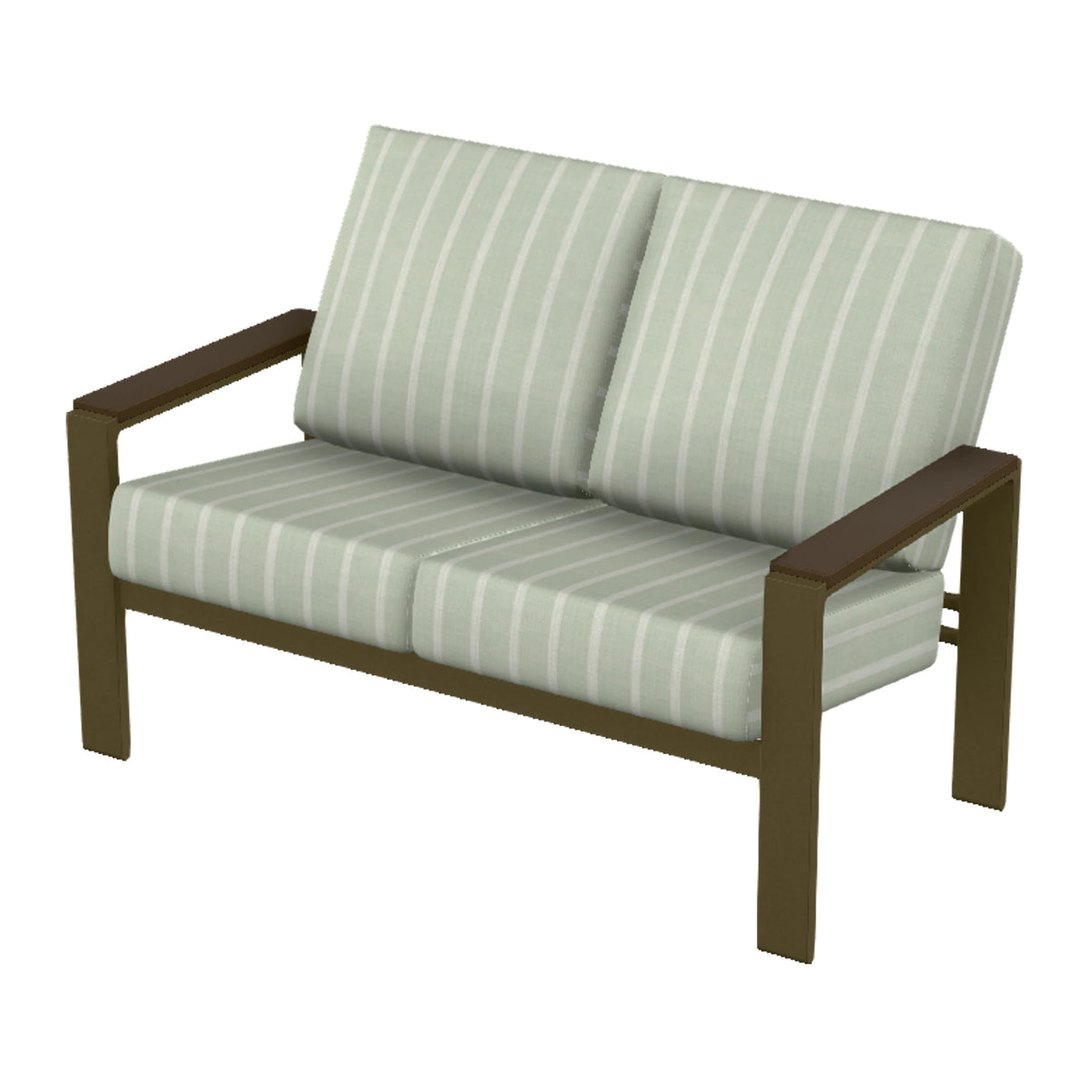 Larssen Cushion Loveseat w/ Arm Accents — Beachwood PC / Kona Accents