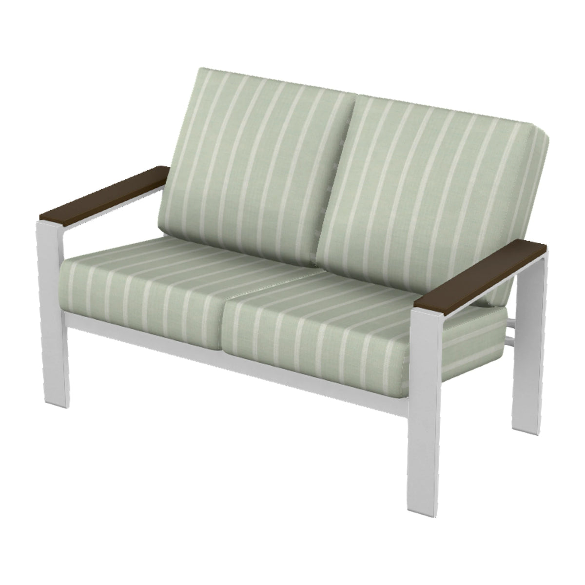 Larssen Cushion Loveseat w/ Arm Accents — White Txt PC / Kona Accents