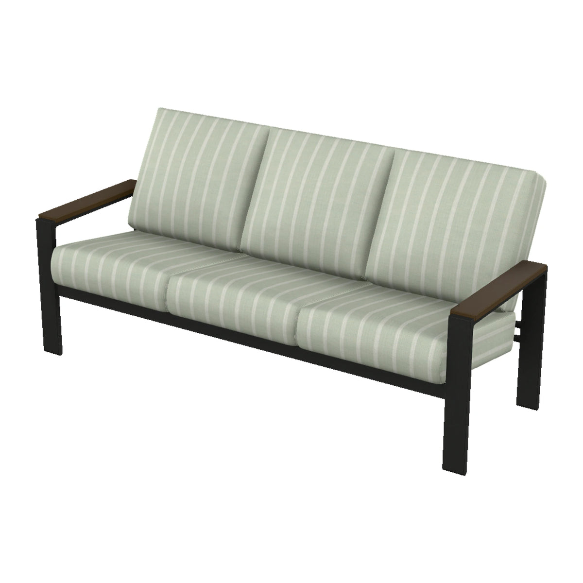Telescope Larssen Cushion Sofa w/ Arm Accents — Black PC / Kona Accents