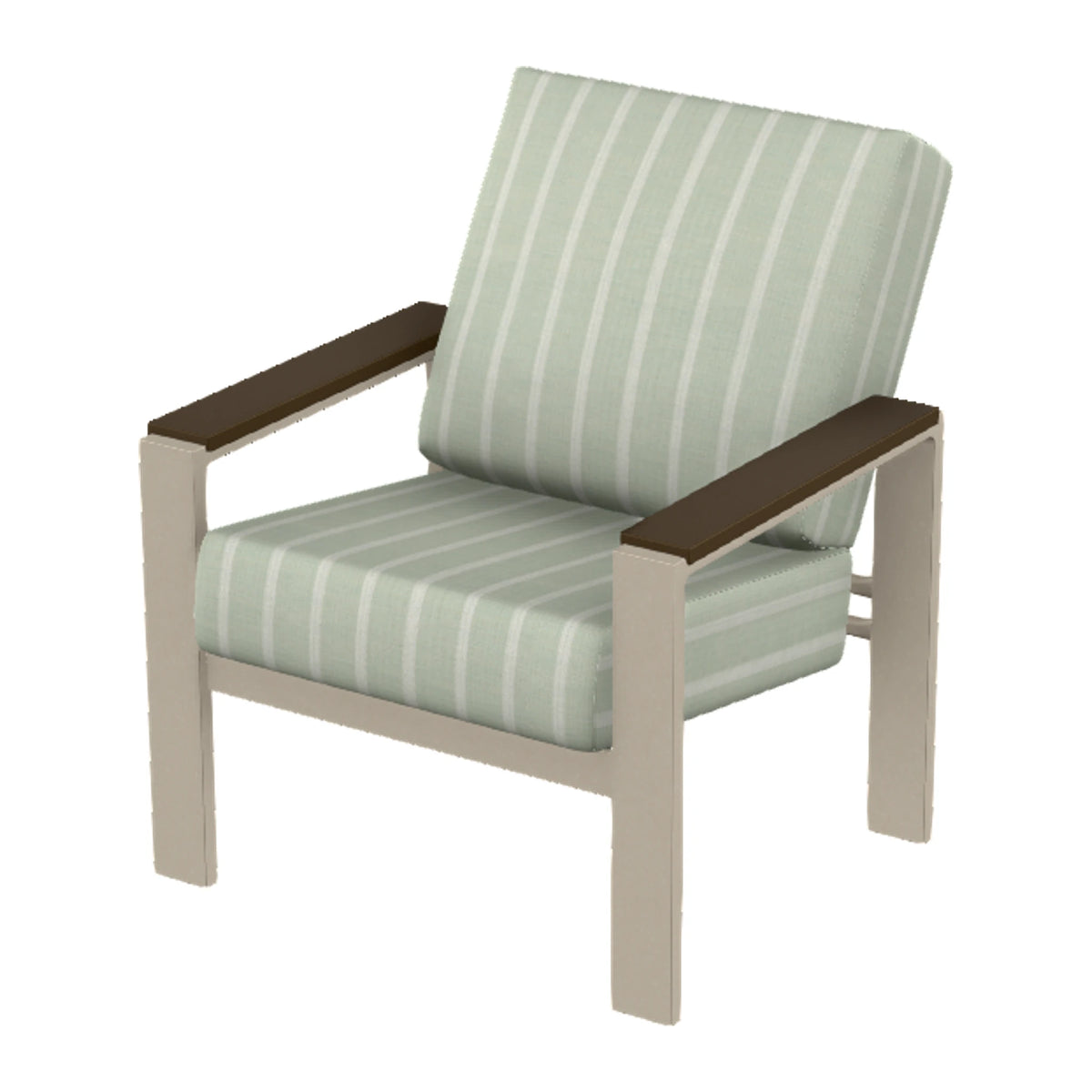 Larssen Cushion Armchair w/ Arm Accents — Desert Sand PC / Kona Accents