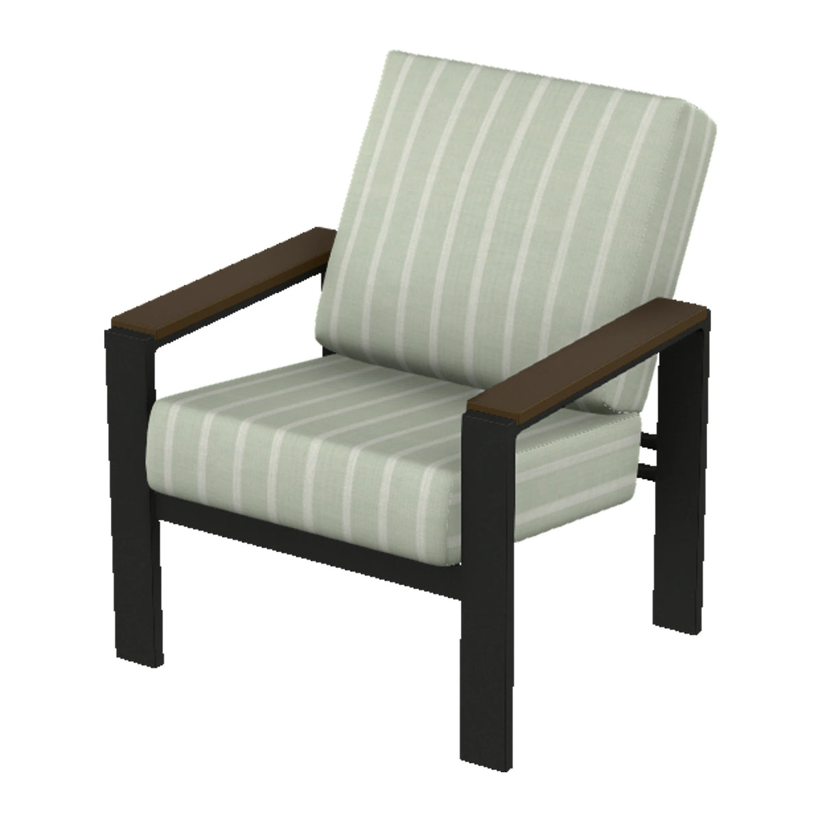 Larssen Cushion Armchair w/ Arm Accents — Black PC / Kona Accents