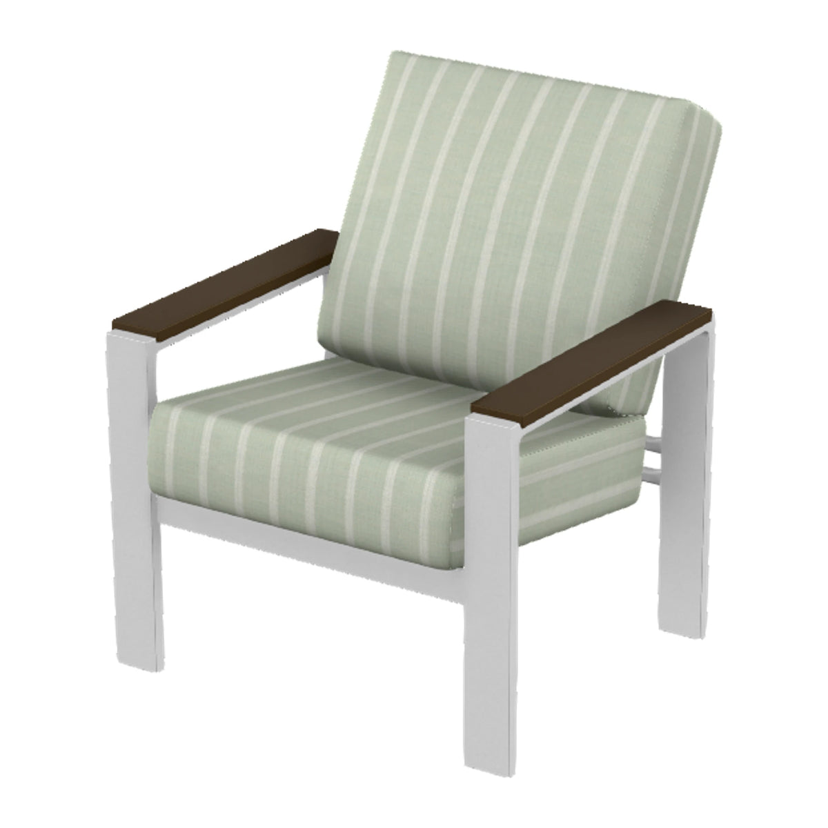 Larssen Cushion Armchair w/ Arm Accents — White Txt PC / Kona Accents