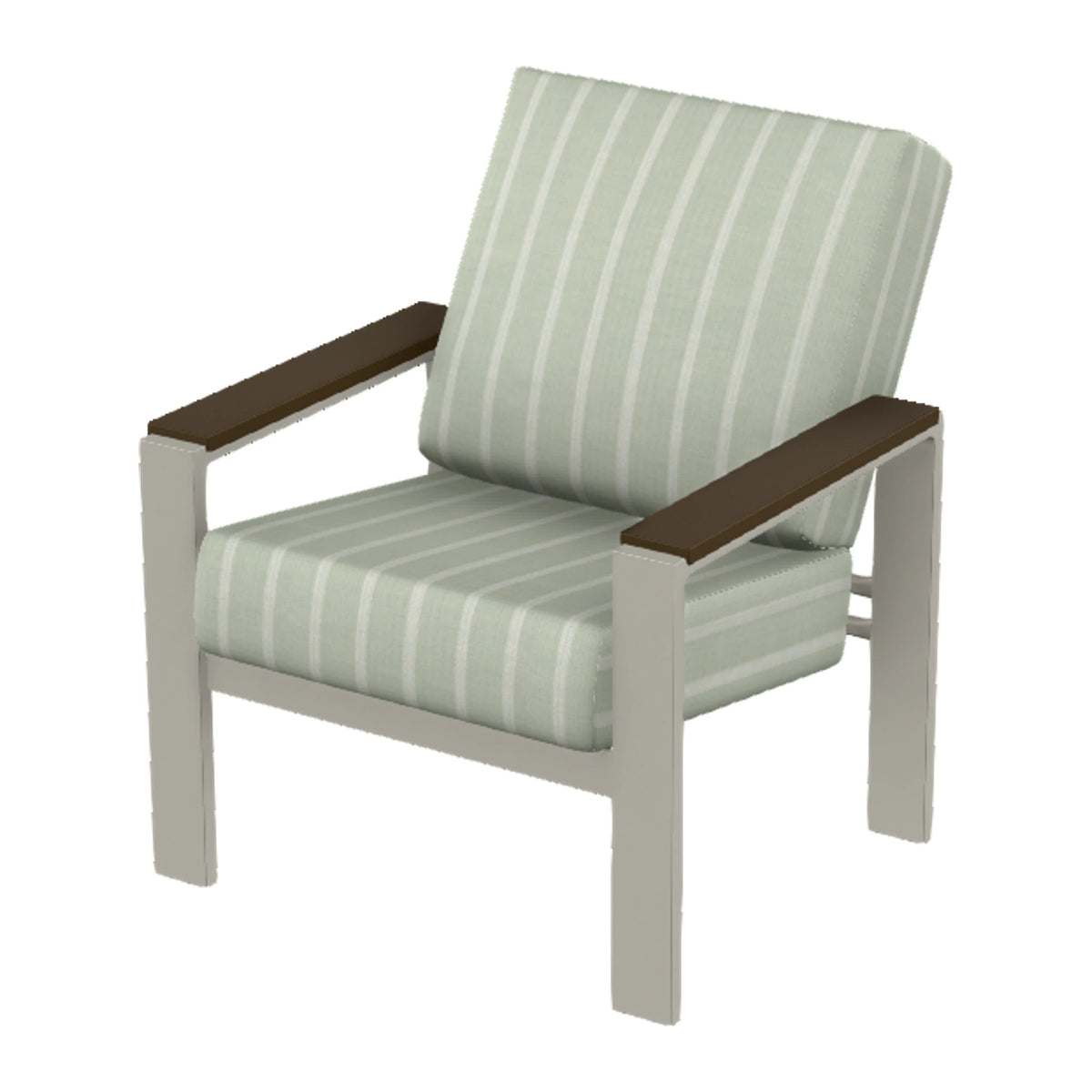 Larssen Cushion Armchair w/ Arm Accents — Warm Grey PC / Kona Accents