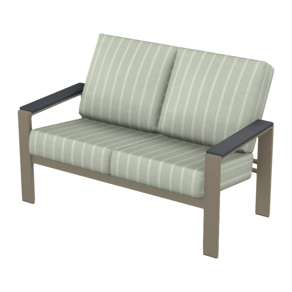 Larssen Cushion Loveseat w/ Arm Accents — Storm PC / Graphite Accents