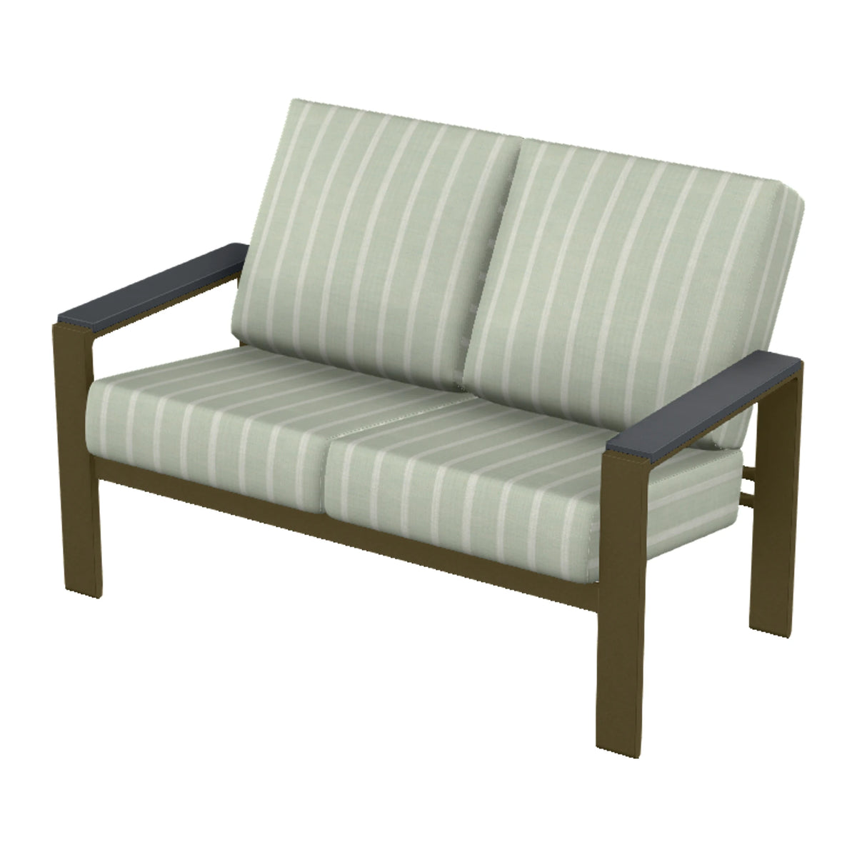 Larssen Cushion Loveseat w/ Arm Accents — Beachwood PC / Graphite Accents