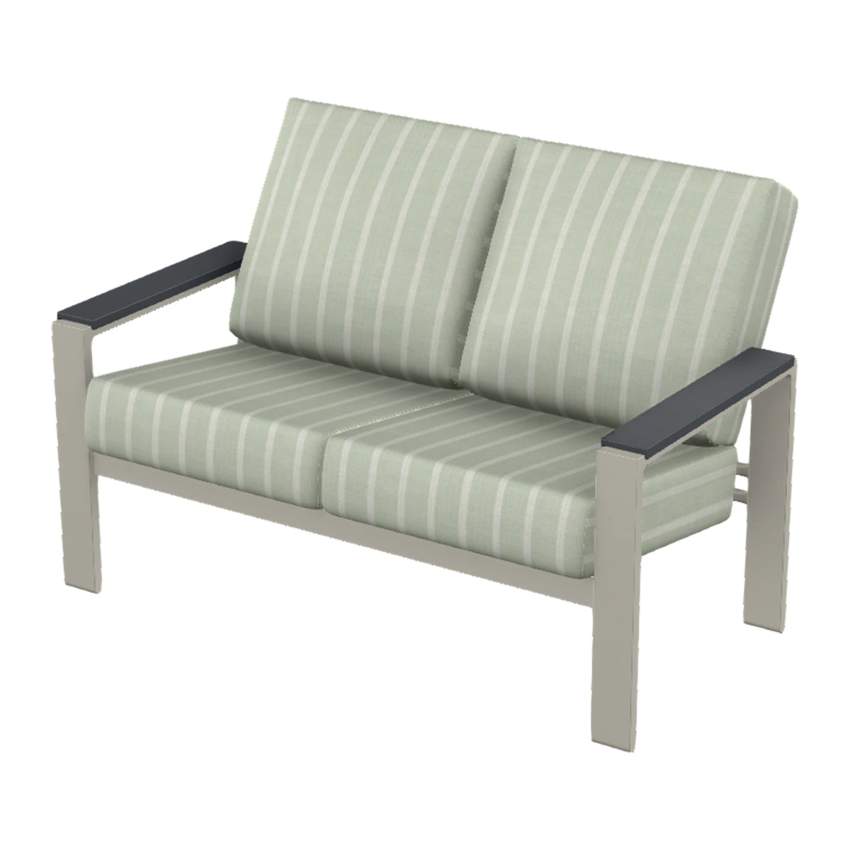 Larssen Cushion Loveseat w/ Arm Accents — Warm Grey PC / Graphite Accents