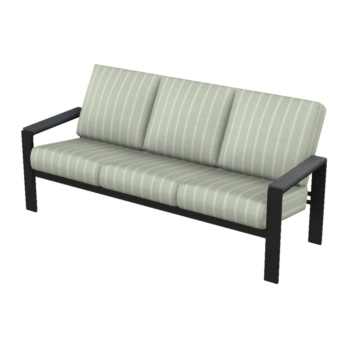 Telescope Larssen Cushion Sofa w/ Arm Accents — Black PC / Graphite Accents