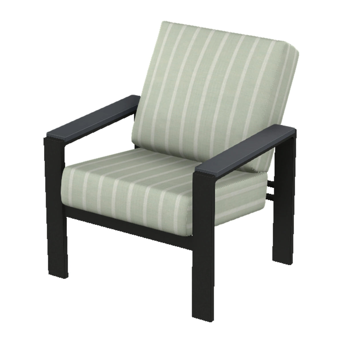 Larssen Cushion Armchair w/ Arm Accents — Black PC / Graphite Accents