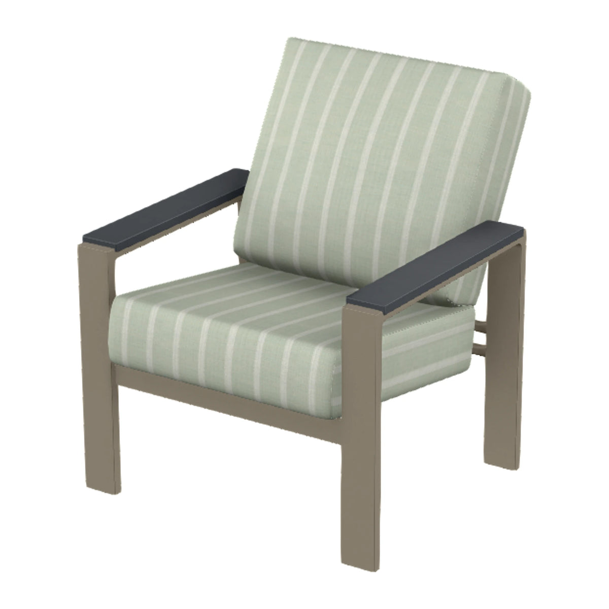 Larssen Cushion Armchair w/ Arm Accents — Storm PC / Graphite Accents