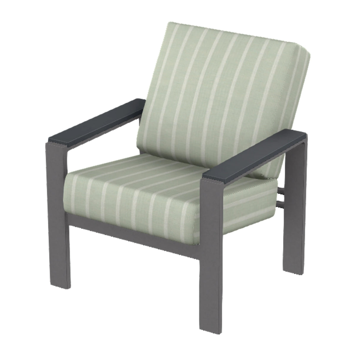 Larssen Cushion Armchair w/ Arm Accents — Graphite Txt PC / Graphite Accents