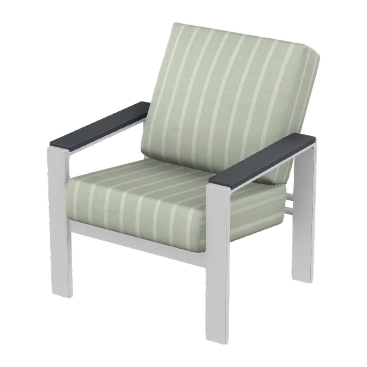 Larssen Cushion Armchair w/ Arm Accents — White Txt PC / Graphite Accents