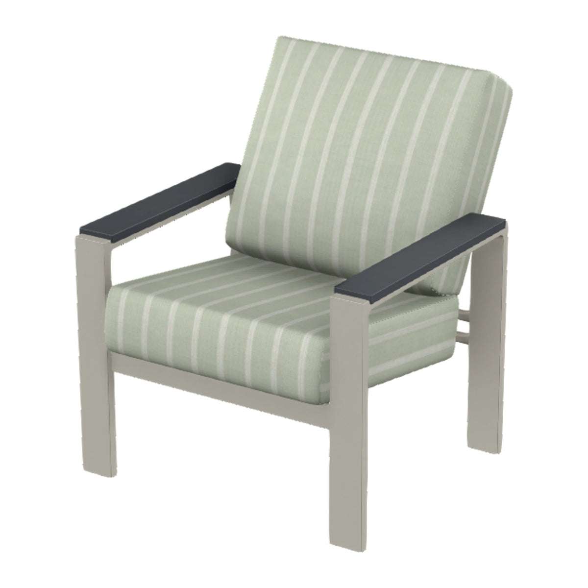 Larssen Cushion Armchair w/ Arm Accents — Warm Grey PC / Graphite Accents
