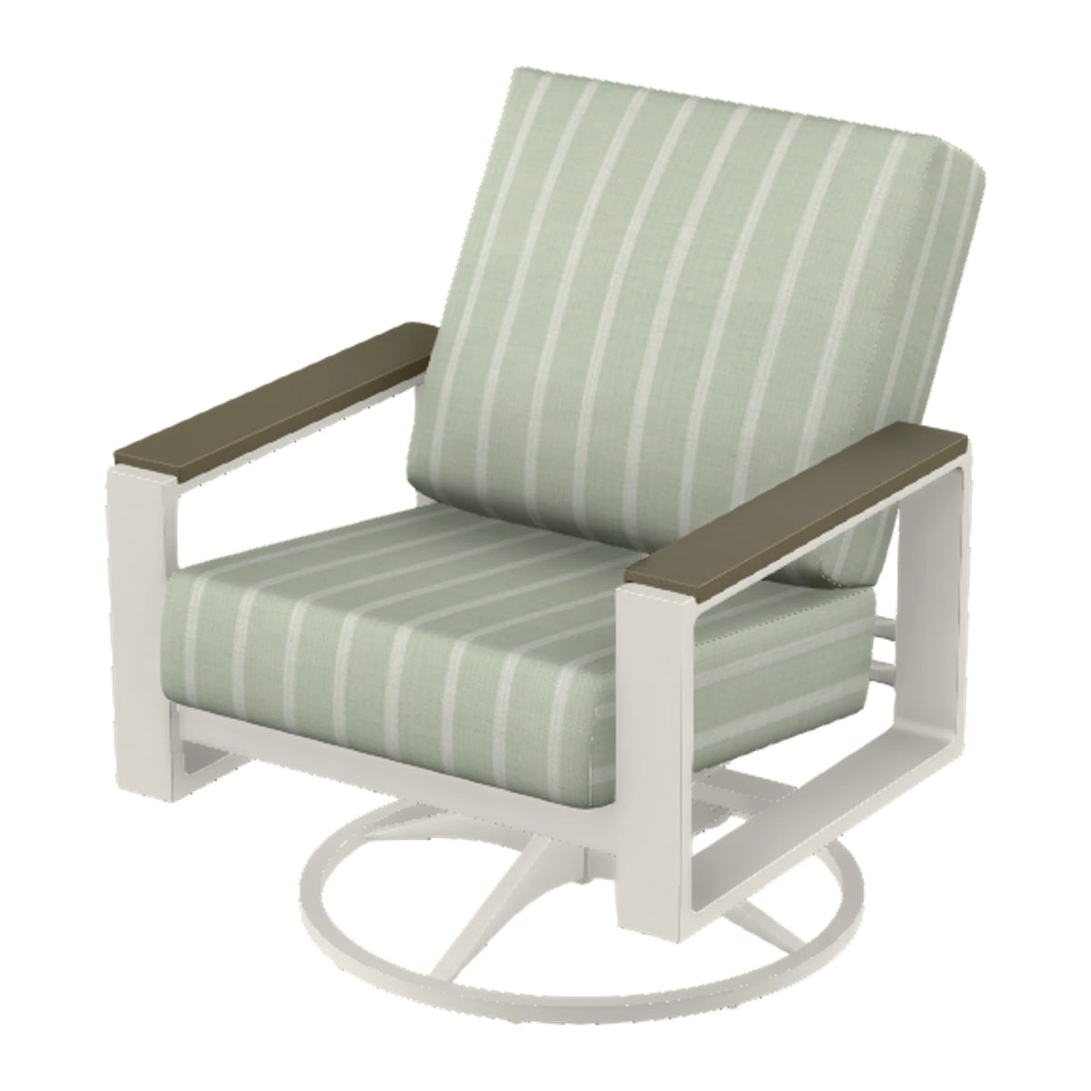 Telescope Larssen Cushion Swivel Rocker w/ Arm Accents — Snow PC / Beachwood Accents