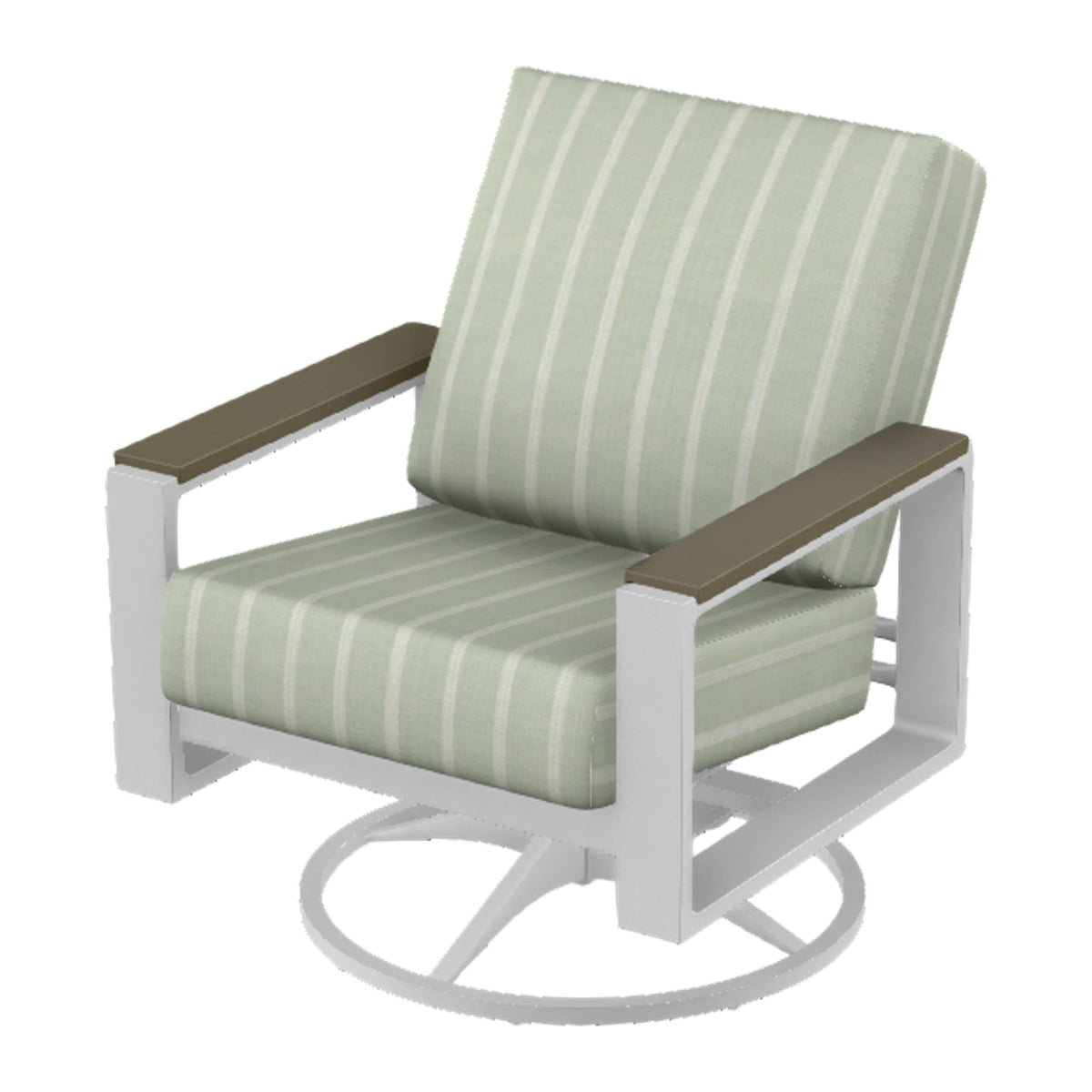 Telescope Larssen Cushion Swivel Rocker w/ Arm Accents — White Txt PC / Beachwood Accents