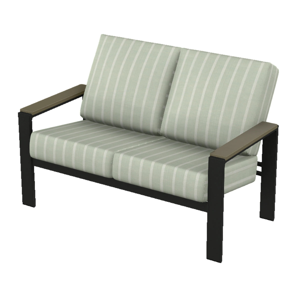 Larssen Cushion Loveseat w/ Arm Accents — Black PC / Beachwood Accents