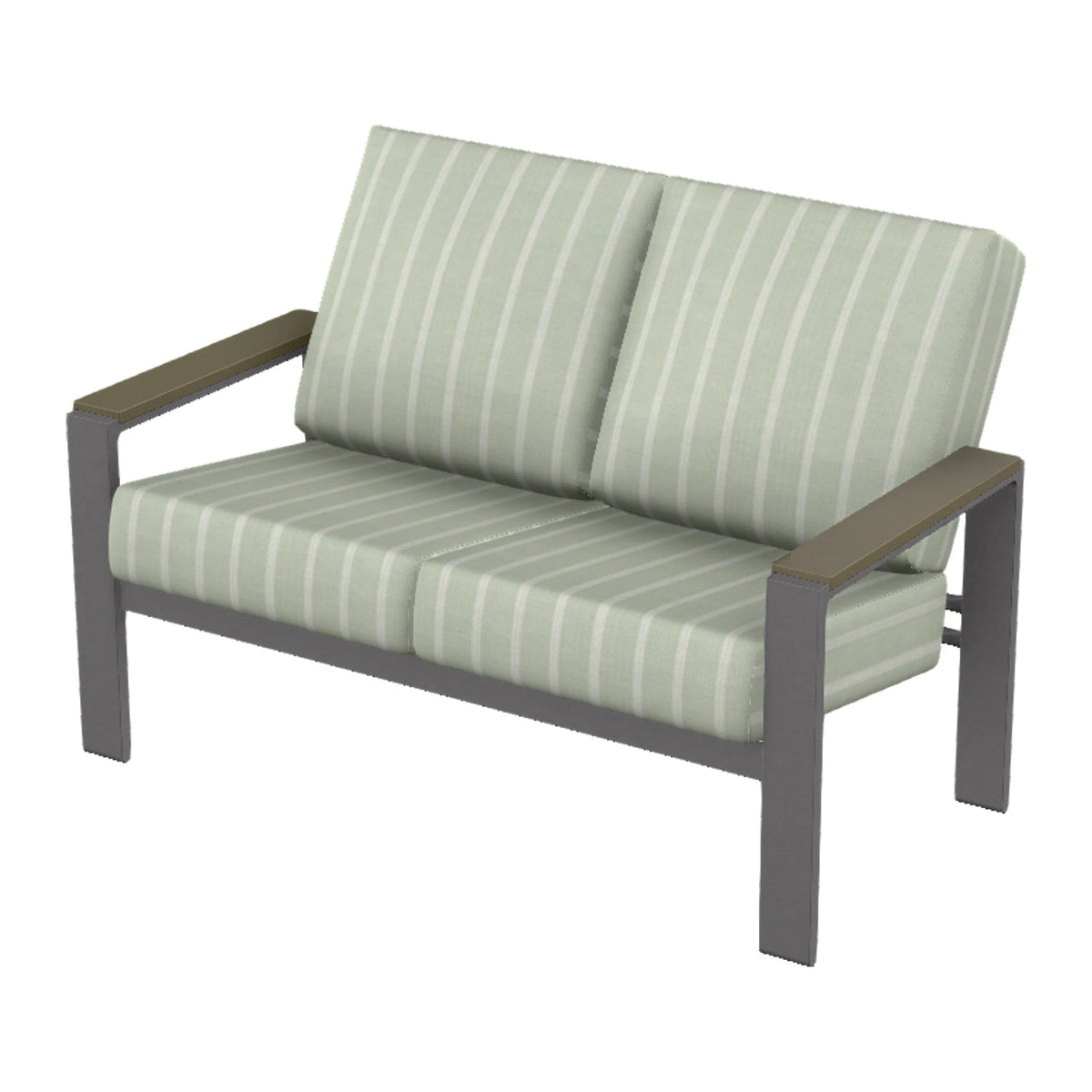 Larssen Cushion Loveseat w/ Arm Accents — Graphite Txt PC / Beachwood Accents
