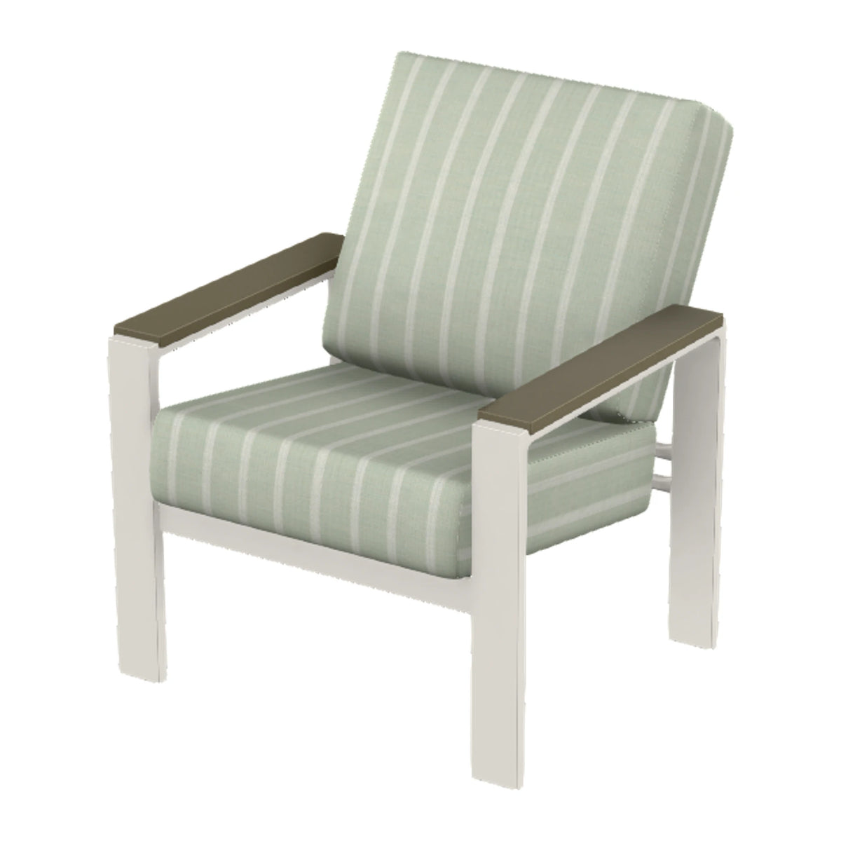 Larssen Cushion Armchair w/ Arm Accents — Snow PC / Beachwood Accents