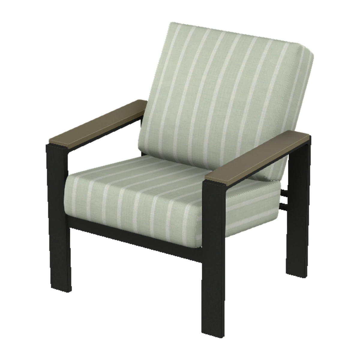 Larssen Cushion Armchair w/ Arm Accents — Black PC / Beachwood Accents