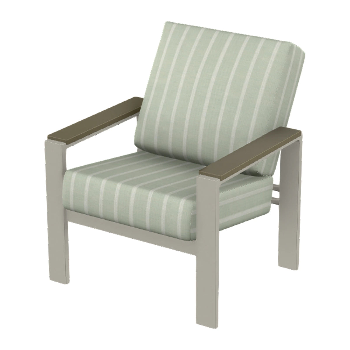 Larssen Cushion Armchair w/ Arm Accents — Warm Grey PC / Beachwood Accents