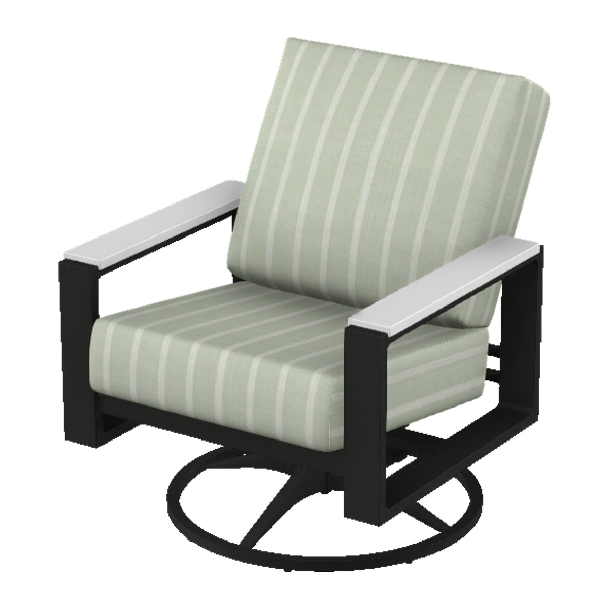 Telescope Larssen Cushion Swivel Rocker w/ Arm Accents — Black PC / Snow Accents