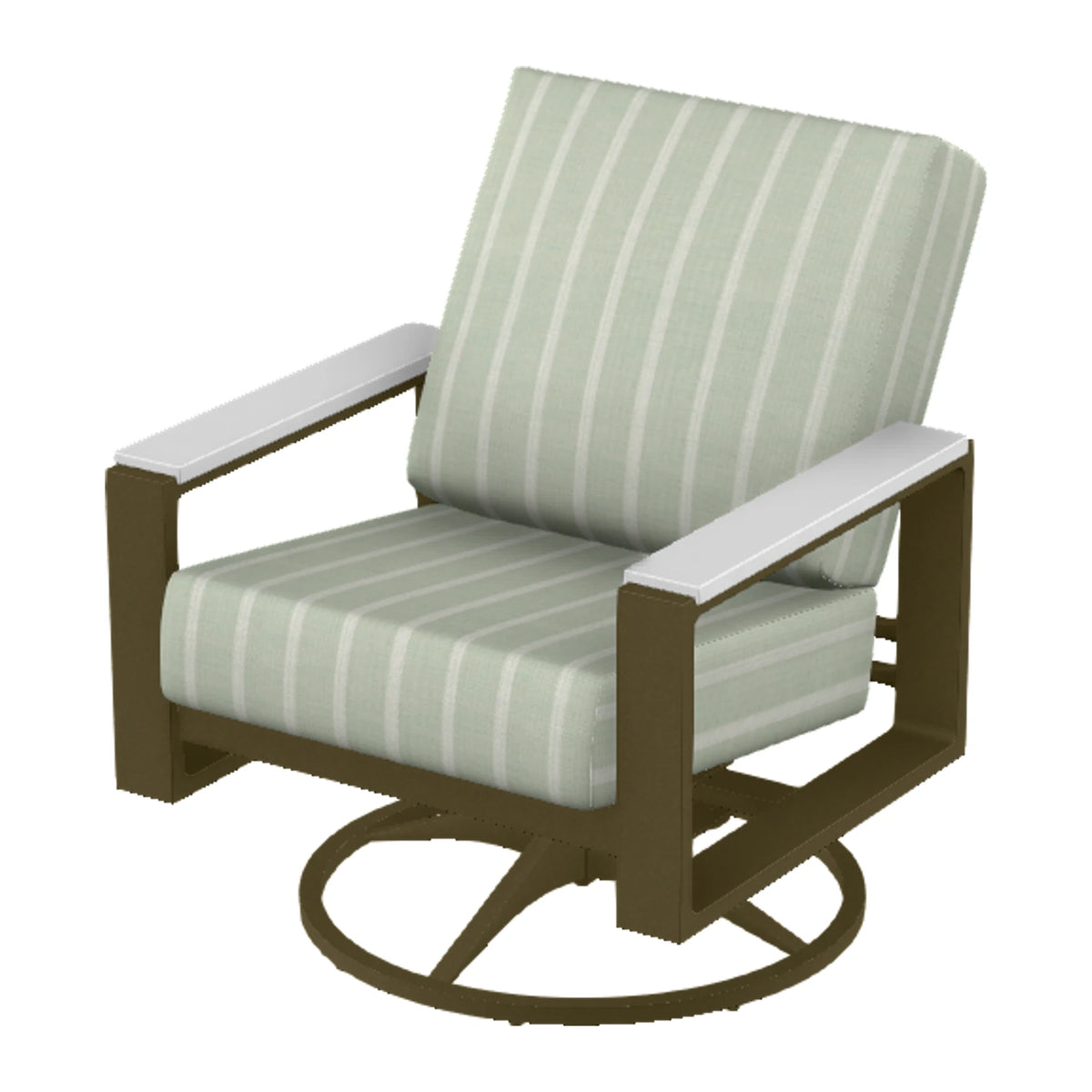 Telescope Larssen Cushion Swivel Rocker w/ Arm Accents — Beachwood PC / Snow Accents