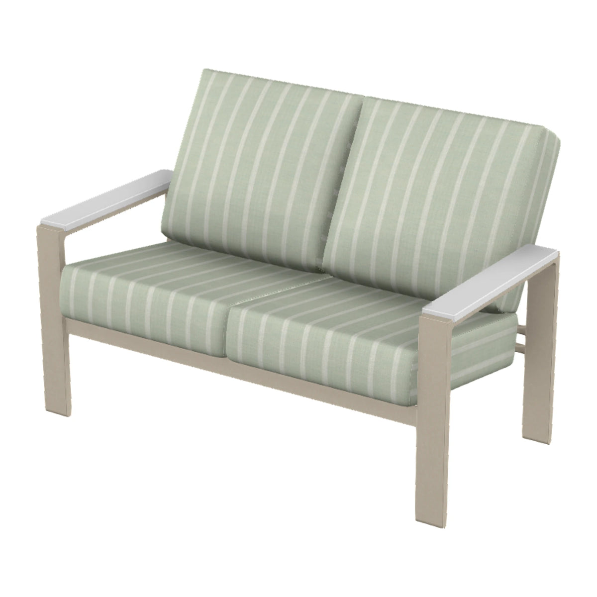 Larssen Cushion Loveseat w/ Arm Accents — Desert Sand PC / Snow Accents