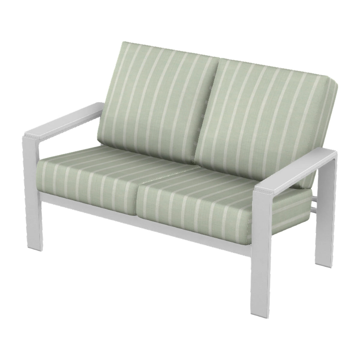 Larssen Cushion Loveseat w/ Arm Accents — White Txt PC / Snow Accents