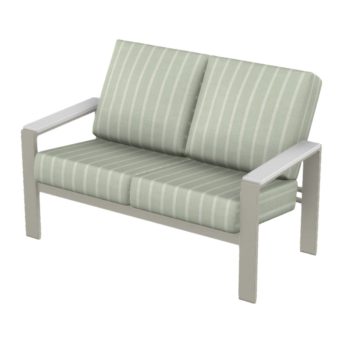 Larssen Cushion Loveseat w/ Arm Accents — Warm Grey PC / Snow Accents
