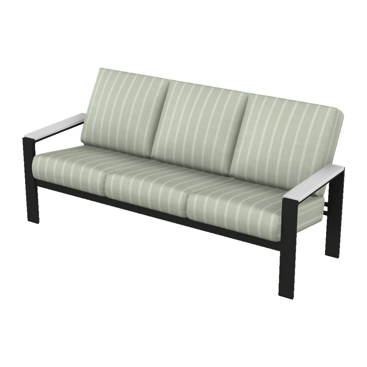 Telescope Larssen Cushion Sofa w/ Arm Accents — Black PC / Snow Accents