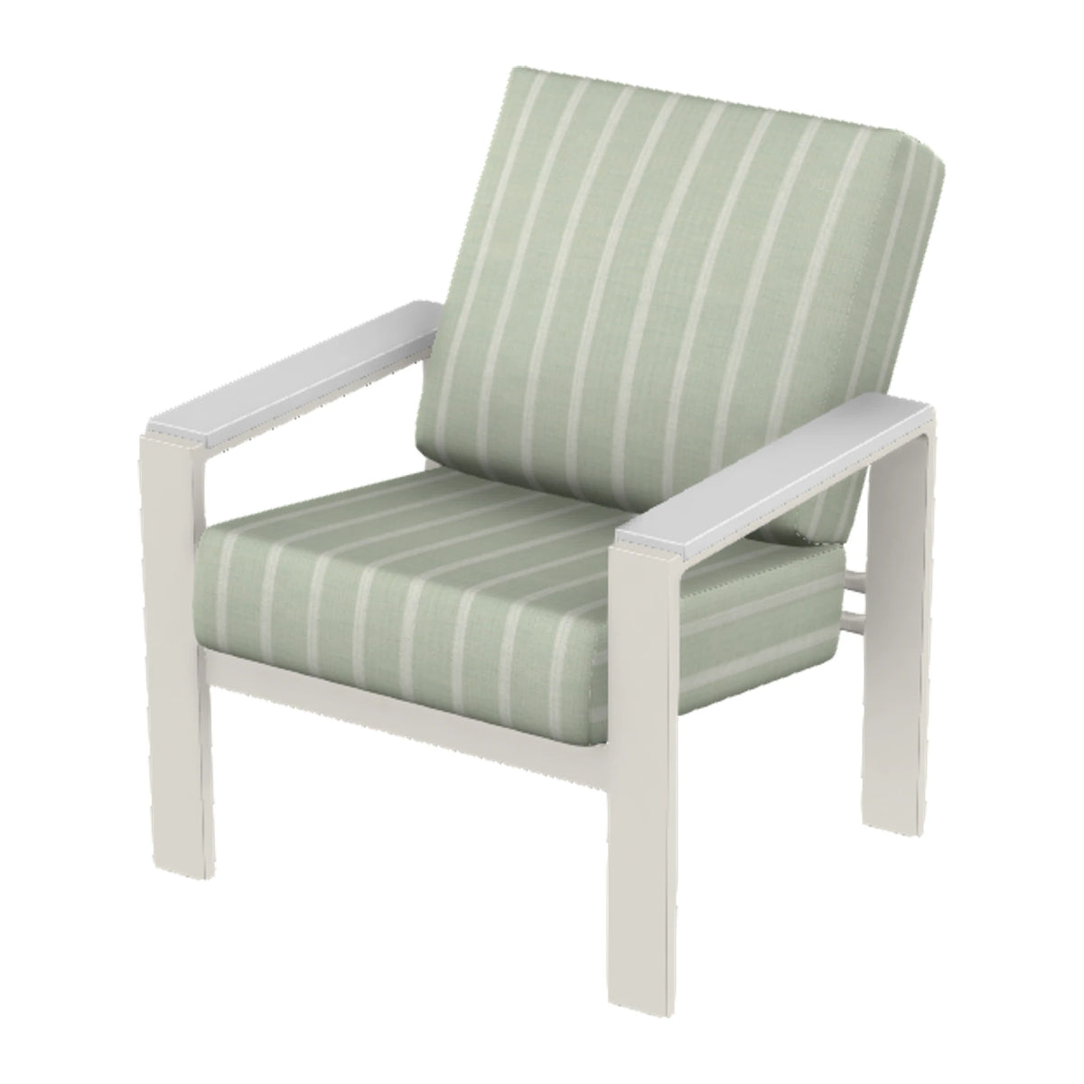Larssen Cushion Armchair w/ Arm Accents — Snow PC / Snow Accents