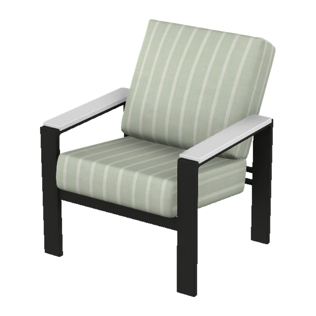 Larssen Cushion Armchair w/ Arm Accents — Black PC / Snow Accents