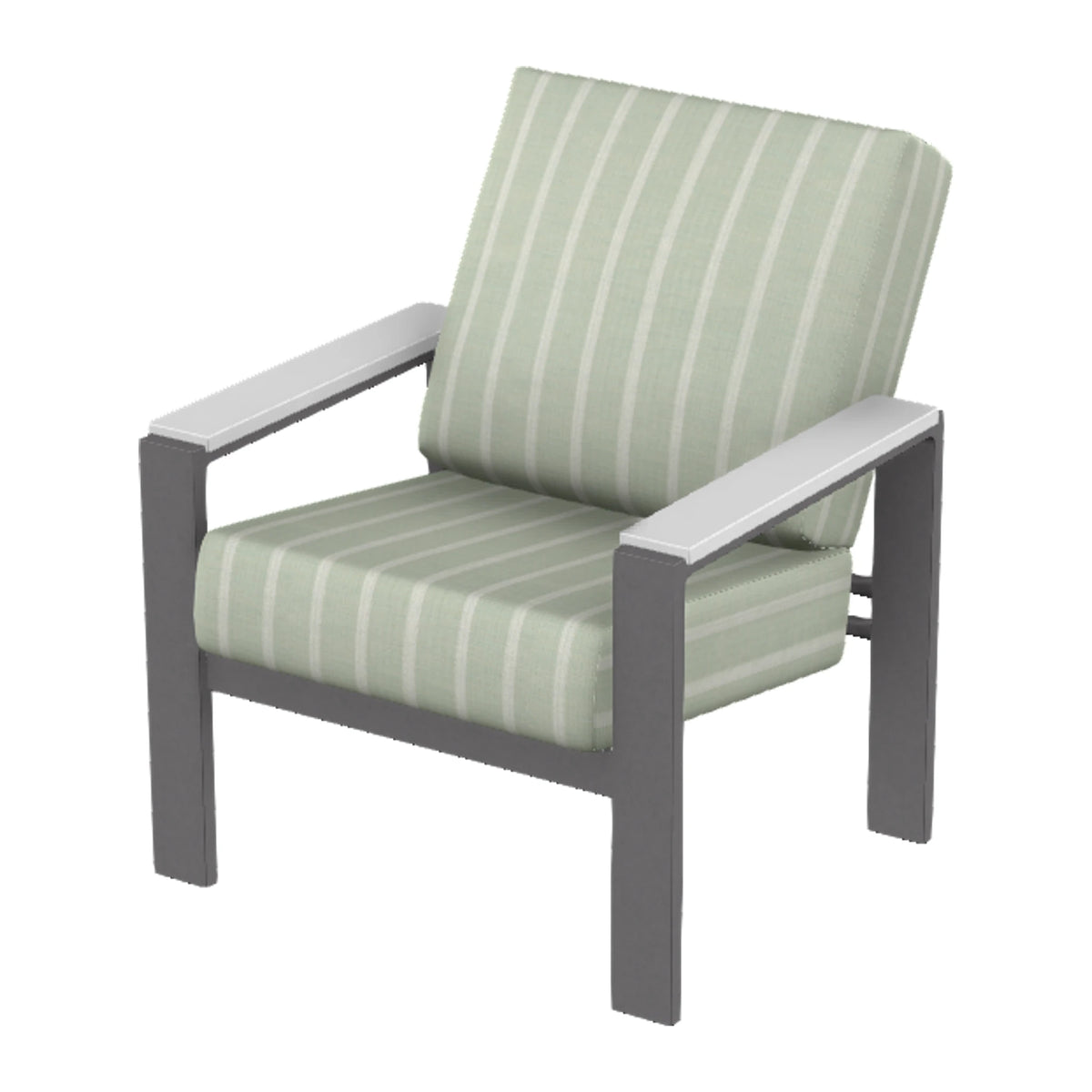 Larssen Cushion Armchair w/ Arm Accents — Graphite Txt PC / Snow Accents