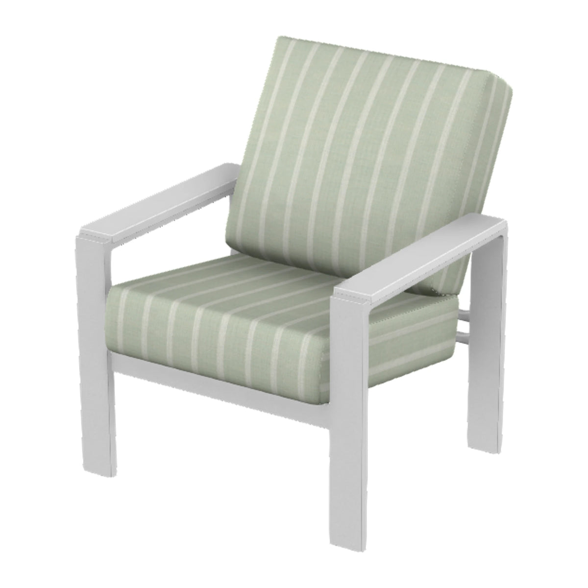 Larssen Cushion Armchair w/ Arm Accents — White Txt PC / Snow Accents