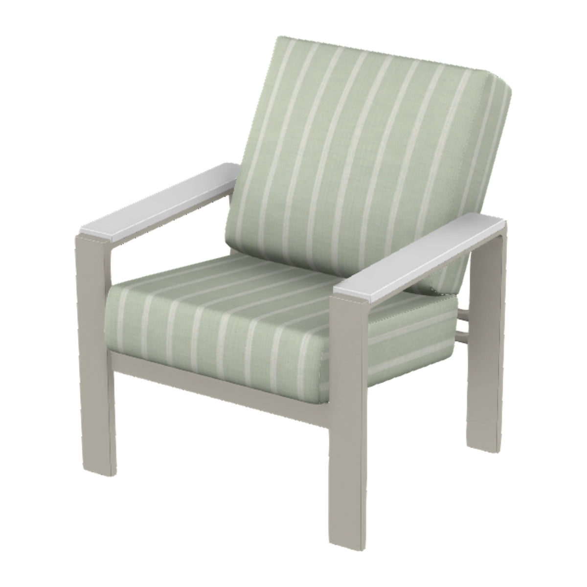 Larssen Cushion Armchair w/ Arm Accents — Warm Grey PC / Snow Accents
