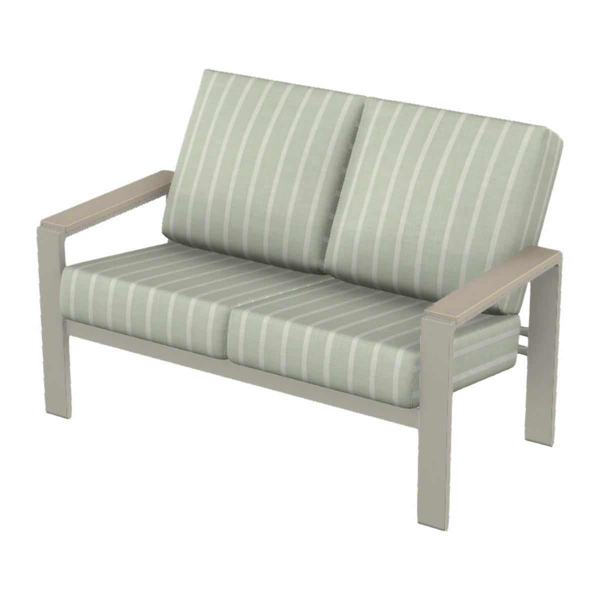 Larssen Cushion Loveseat w/ Arm Accents — Warm Grey PC / Desert Accents
