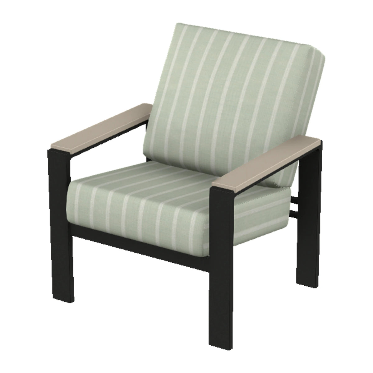 Larssen Cushion Armchair w/ Arm Accents — Black PC / Desert Accents