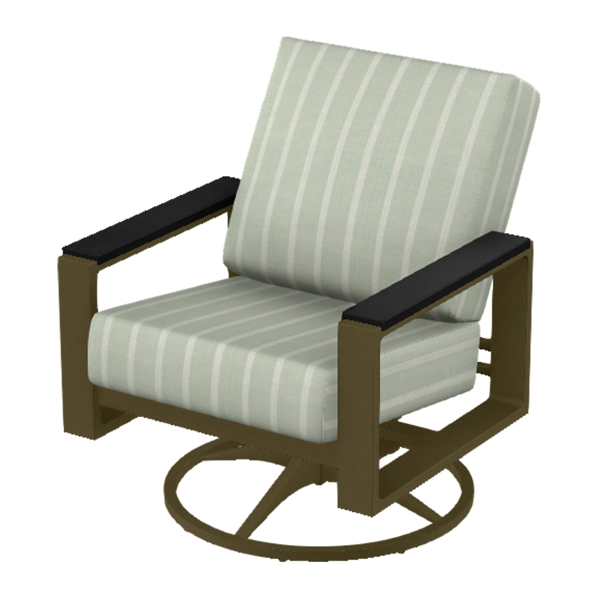 Telescope Larssen Cushion Swivel Rocker w/ Arm Accents — Beachwood PC / Black Accents