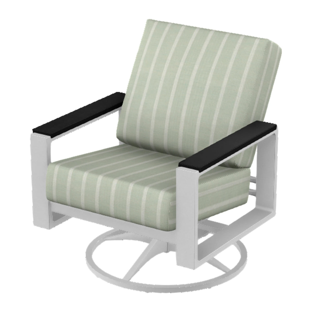 Telescope Larssen Cushion Swivel Rocker w/ Arm Accents — White Txt PC / Black Accents