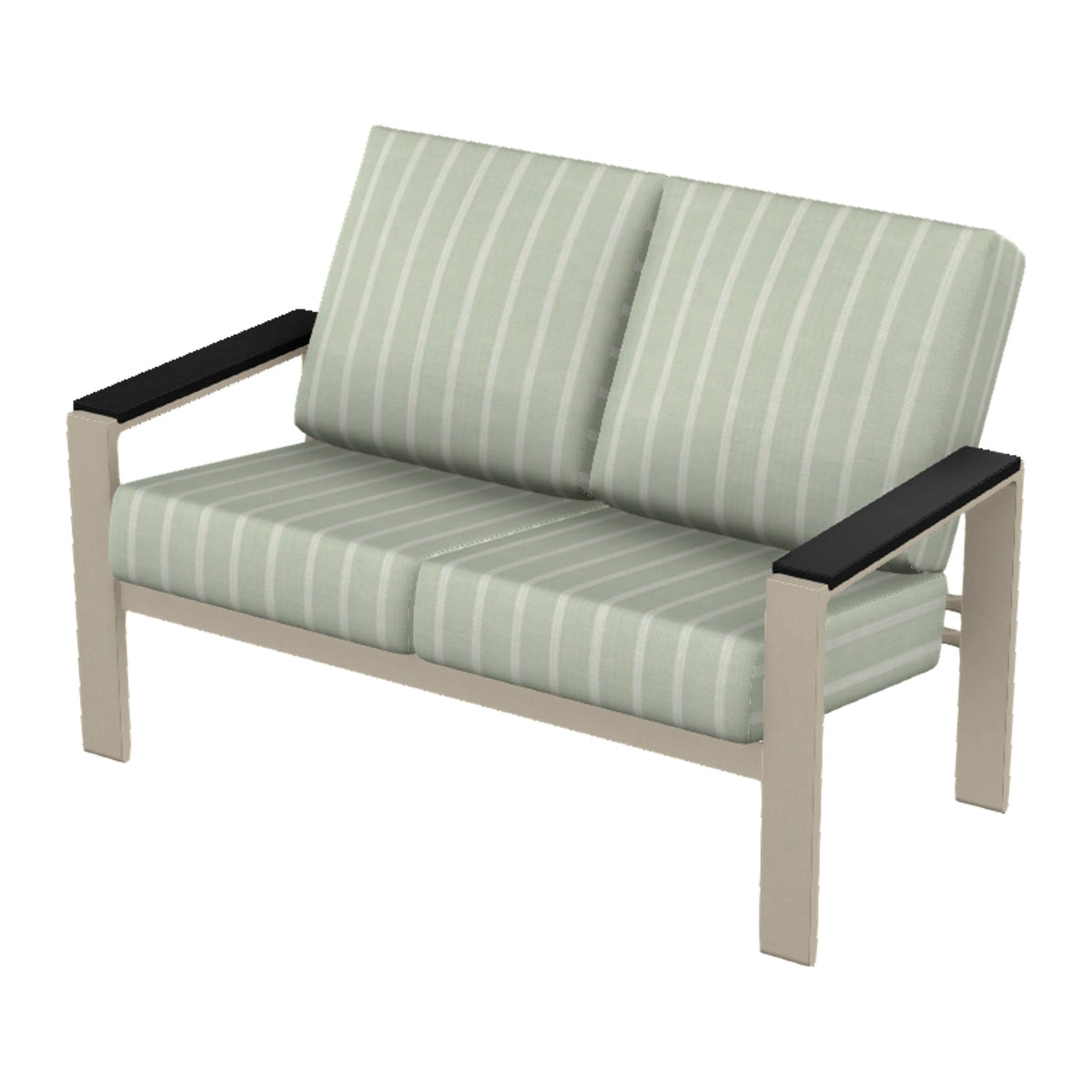 Larssen Cushion Loveseat w/ Arm Accents — Desert Sand PC / Black Accents