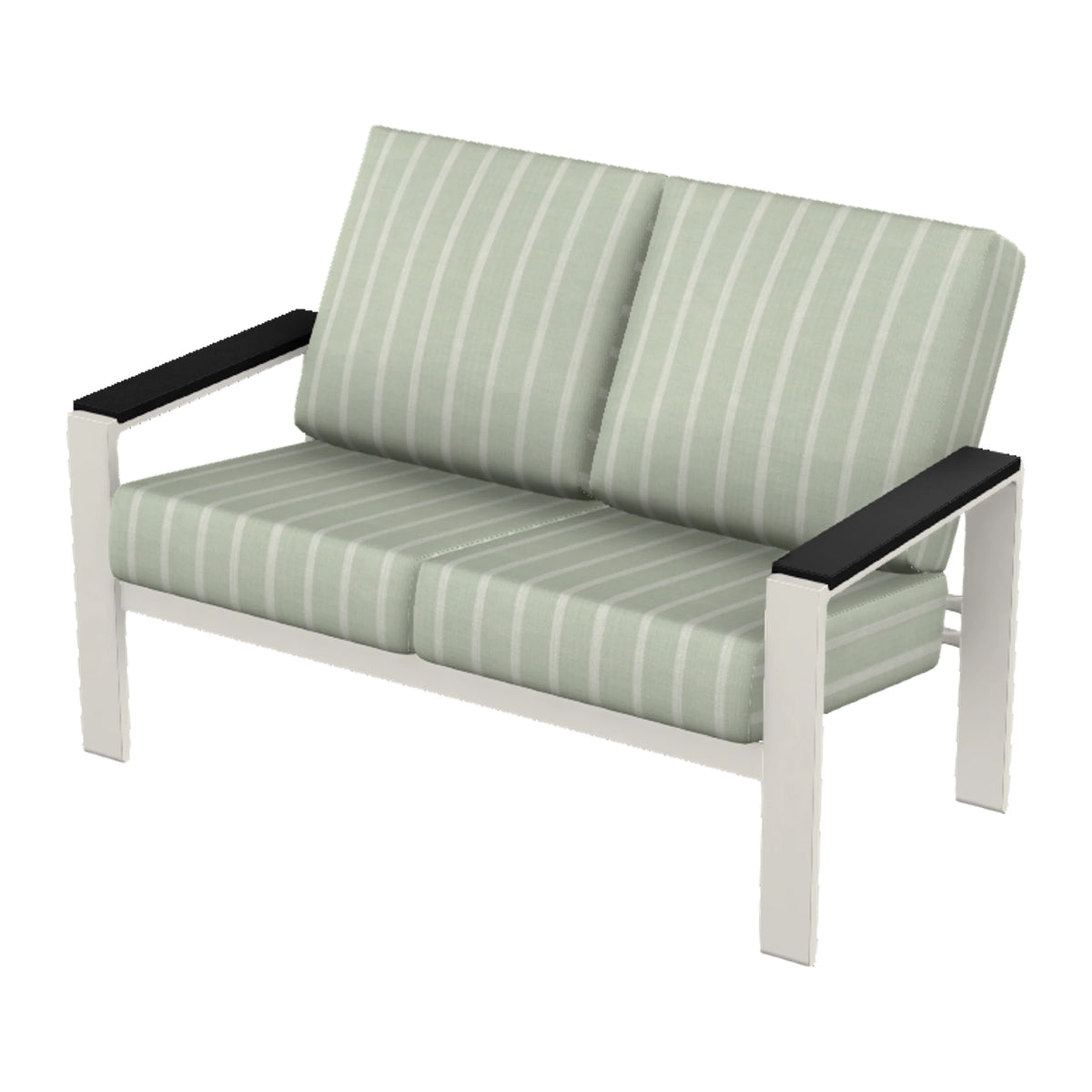 Larssen Cushion Loveseat w/ Arm Accents — Snow PC / Black Accents