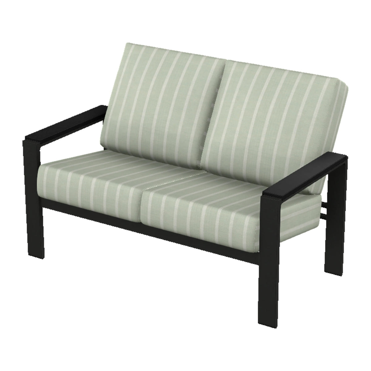 Larssen Cushion Loveseat w/ Arm Accents — Black PC / Black Accents