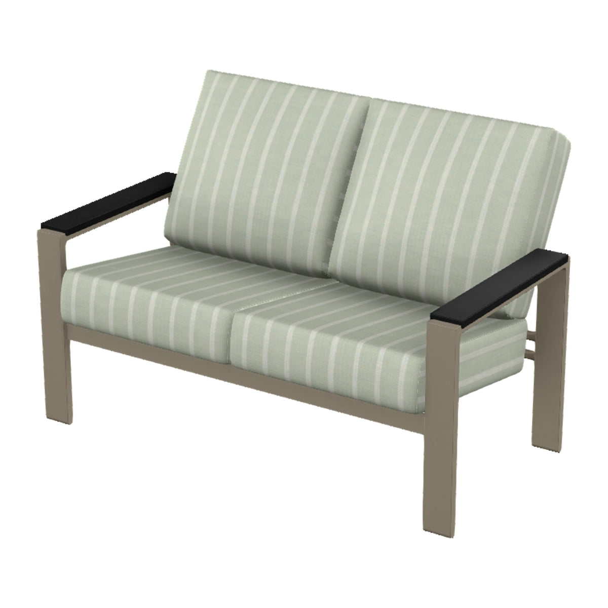 Larssen Cushion Loveseat w/ Arm Accents — Storm PC / Black Accents