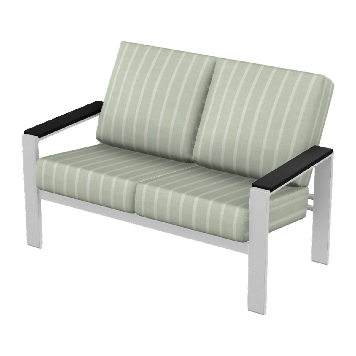 Larssen Cushion Loveseat w/ Arm Accents — White Txt PC / Black Accents