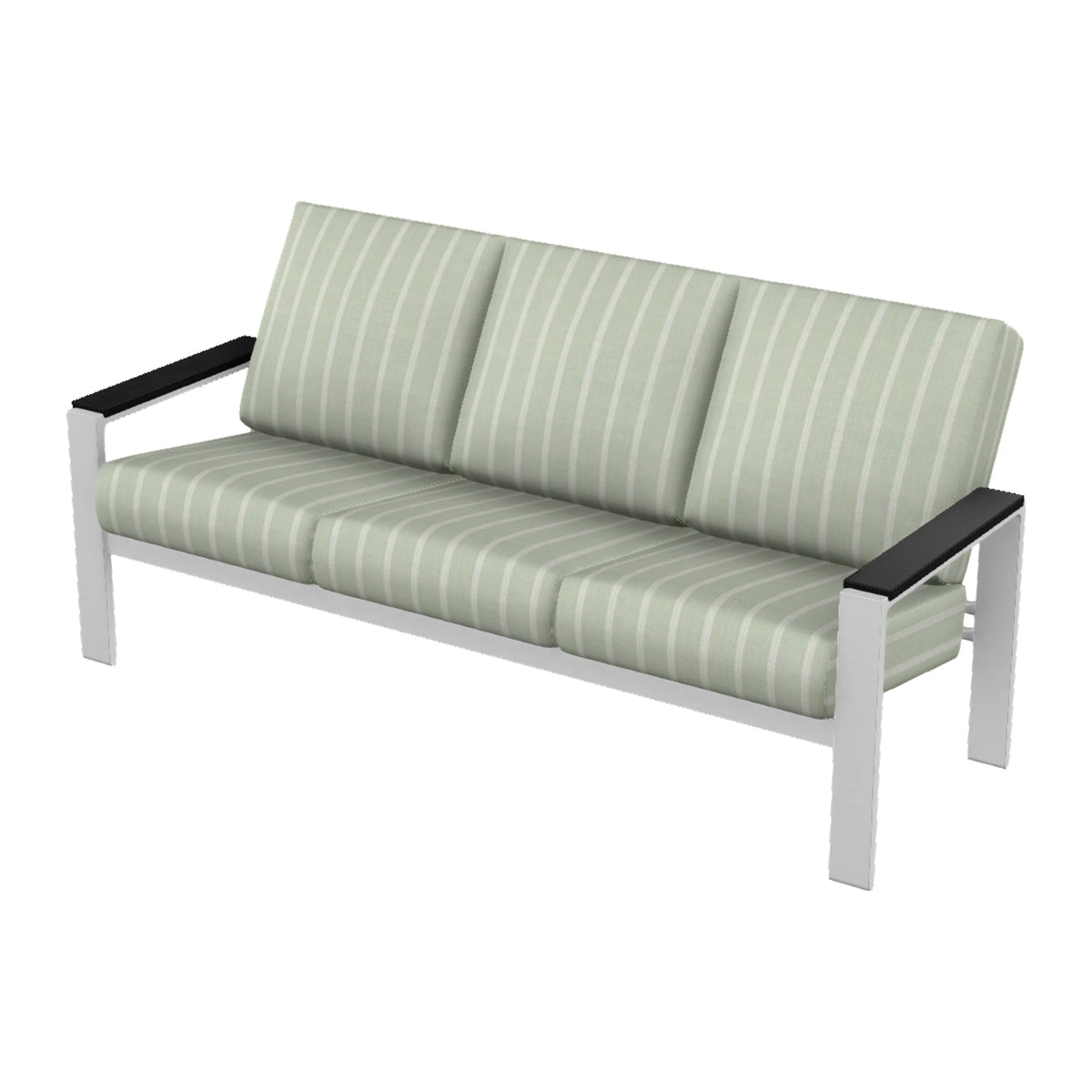 Telescope Larssen Cushion Sofa w/ Arm Accents — White Txt PC / Black Accents