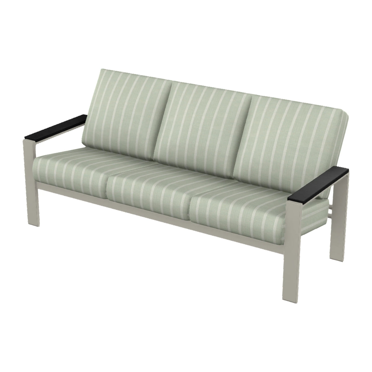 Telescope Larssen Cushion Sofa w/ Arm Accents — Warm Grey PC / Black Accents