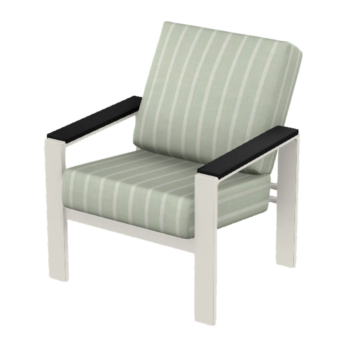 Larssen Cushion Armchair w/ Arm Accents — Snow PC / Black Accents