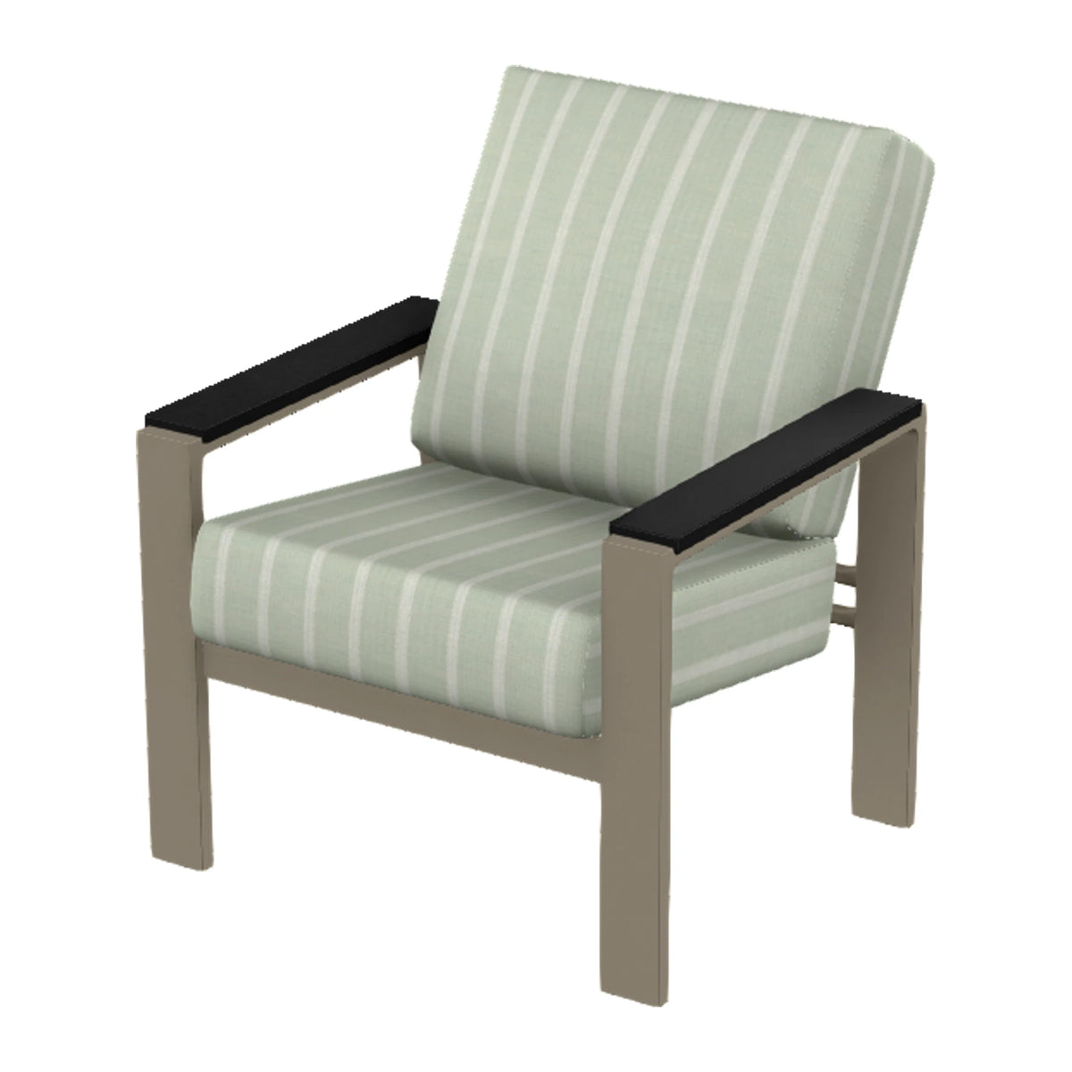 Larssen Cushion Armchair w/ Arm Accents — Storm PC / Black Accents