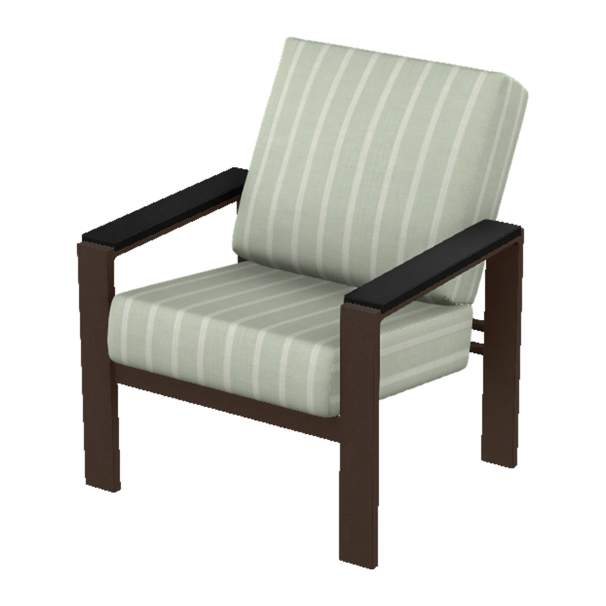 Larssen Cushion Armchair w/ Arm Accents — Kona PC / Black Accents